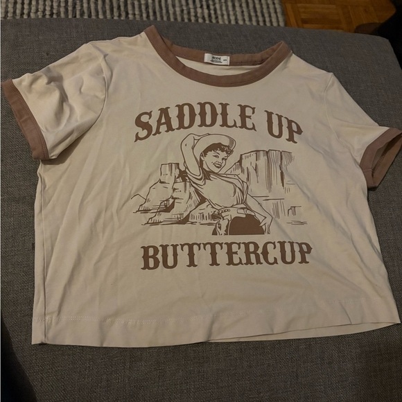 Kids Saddle Up Buttercup T-Shirt - Cream and Brown - Picture 2 of 2